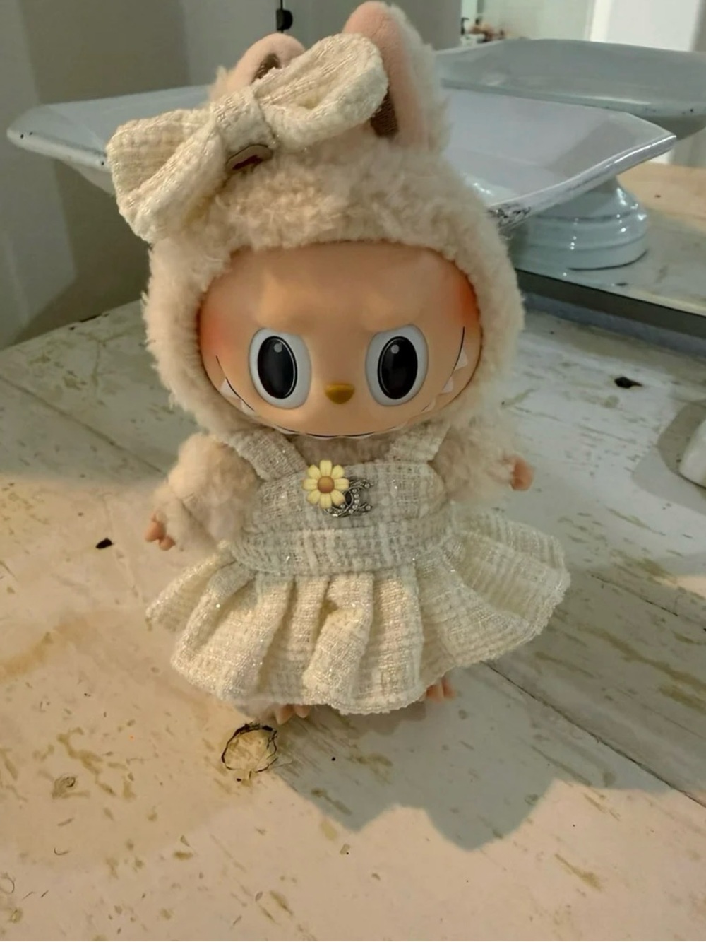 Labubu dress & bow luxury outfit. 2 piece. Doll not included